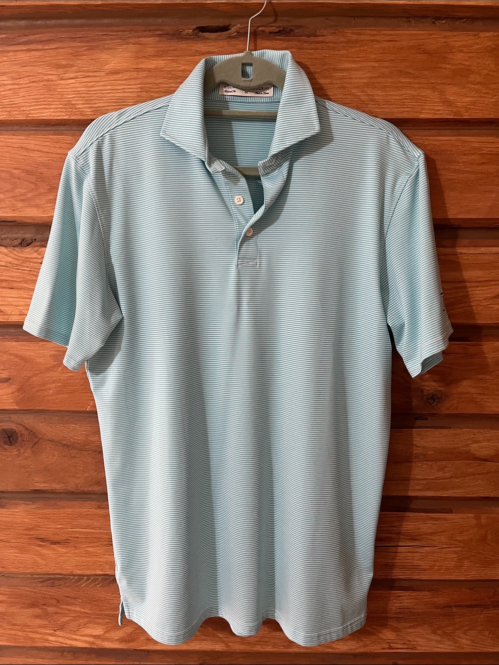 Holderness & Bourne Men's Light Blue Narrow-Stripe Polo Shirt Tailored Fit